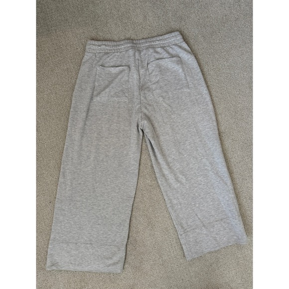 Quince Gray Wide Leg Cropped Lounge Pants Women's Large Drawstring Waist * flaw - Picture 2 of 9
